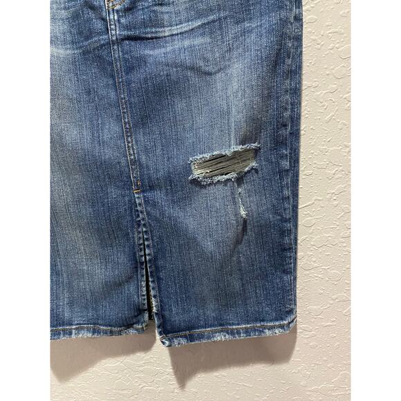 Current Elliot High Waist Denim Pencil Skirt Distressed  Sz 29 Blue - Picture 3 of 8